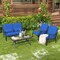 Costway 4 PCS Patio Furniture Set Outdoor Conversation Sofa Tempered Glass Coffee Table Navy/Grey